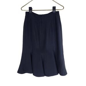 ARMANI Collezioni Black Knee Length Flounce Back Skirt Pleated Virgin Wool Sz 4